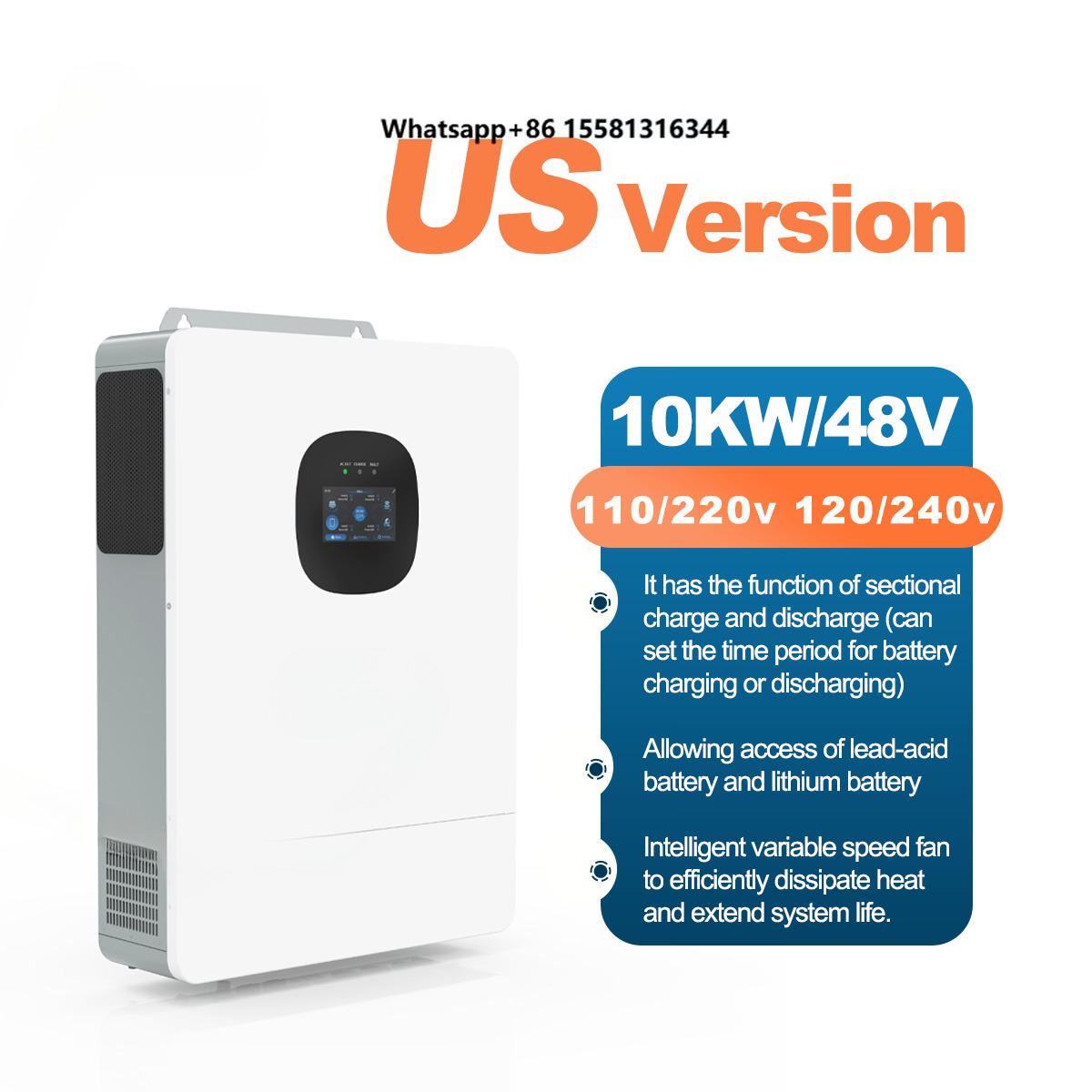 Split Phase Inverter 10Kw 110V 220V - Inversor híbrido UNC 10KW 10KVA 110V/220V