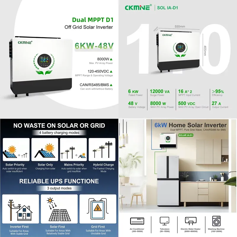 Inversor Solar Dual MPPT de 6K - Off Grid Solar Inverter 48V 6000W reseña y precio