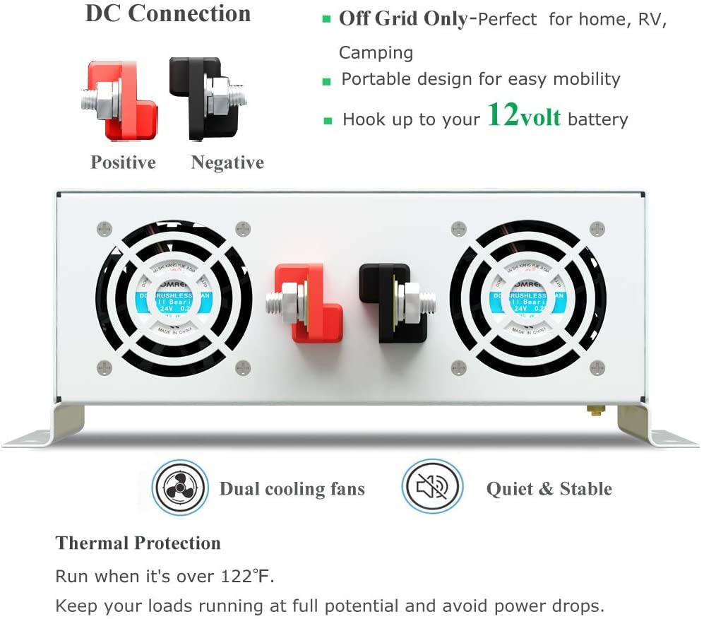 Inversor de potencia de onda s - Inverter Pure Sine Wave 60Hz 120V 3000W reseña y precio