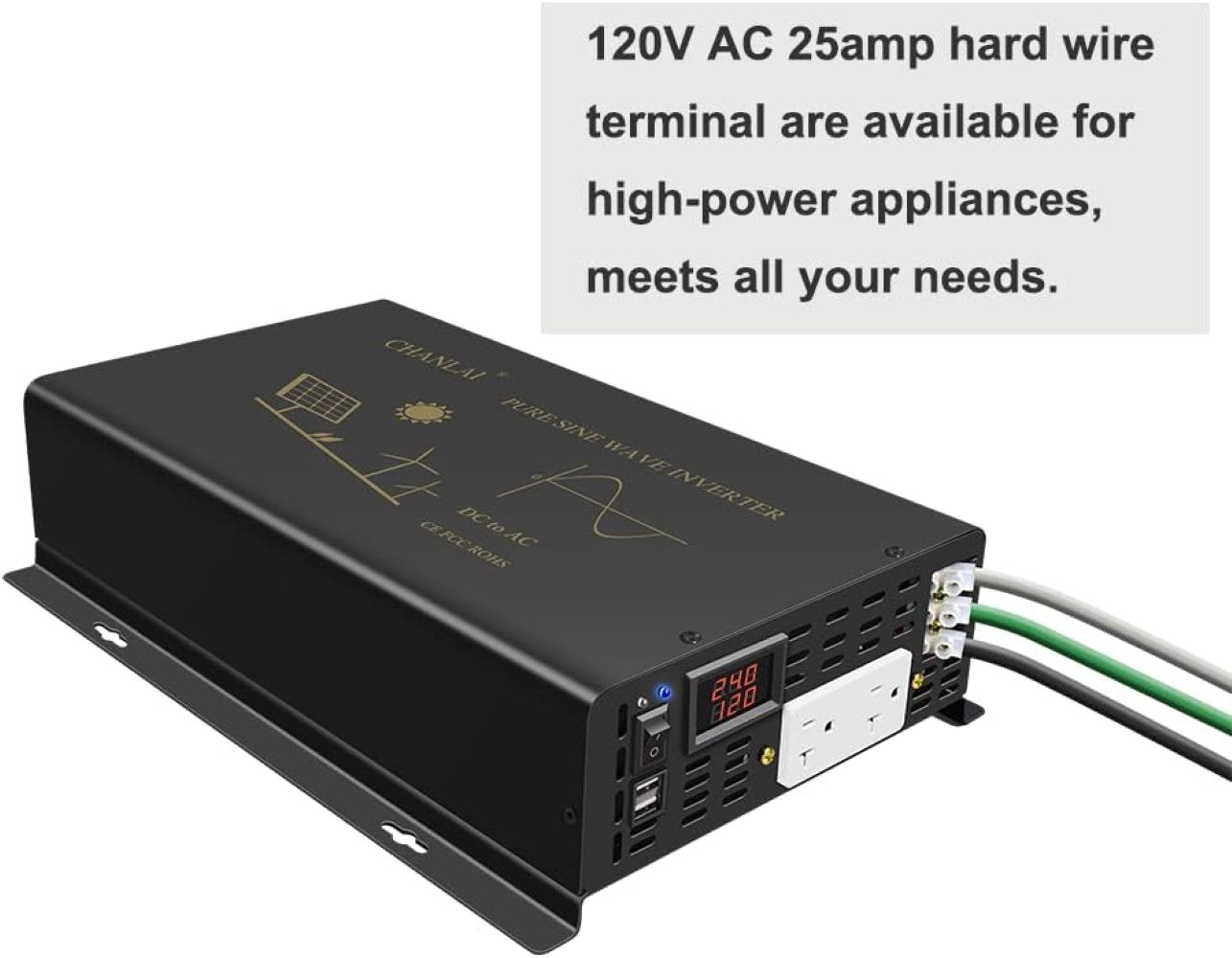 Inversor de Energía Solar de O - Inverter Pure Sine Wave 60Hz 120V 3000W reseña y precio